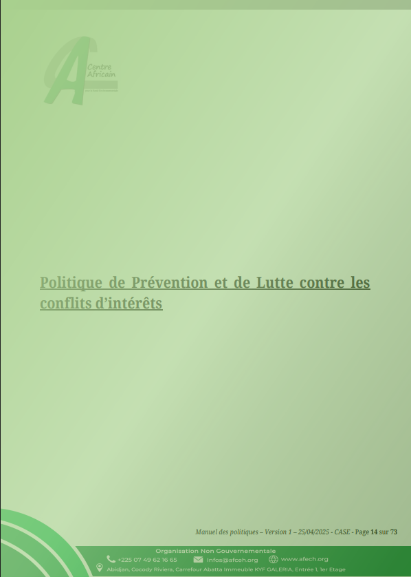 Politique de Prévention et de Lutte contre les conflits d'intérêts