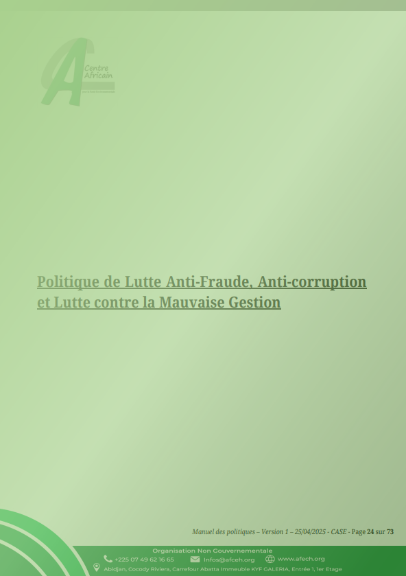 Politique de lutte anti-fraude, anti-corruption et contre la mauvaise gestion
