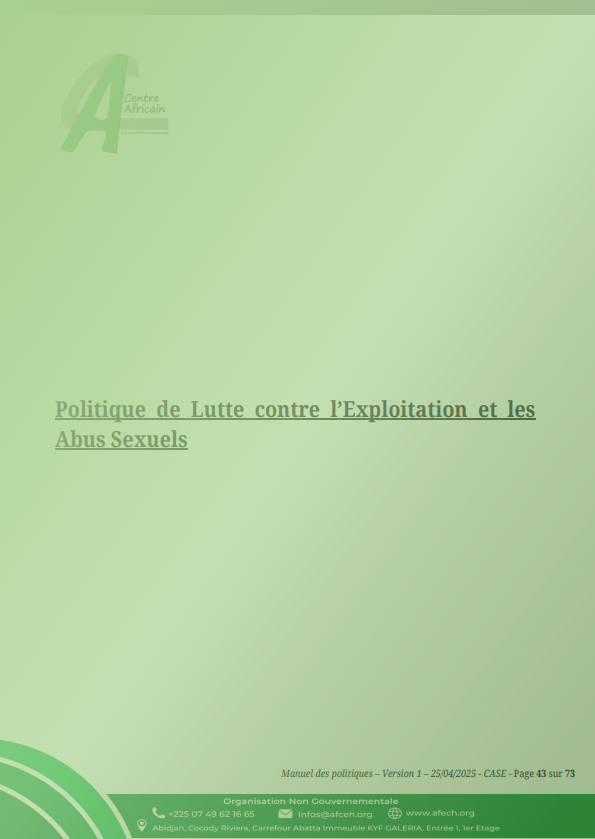Politique de Lutte contre l'Exploitation et les Abus Sexuels