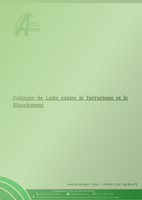 Politique de Lutte contre le Terrorisme et le Blanchiment