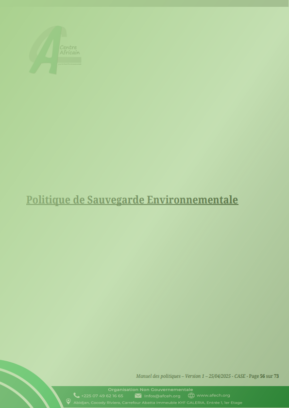 Politique de Sauvegarde Environnementale